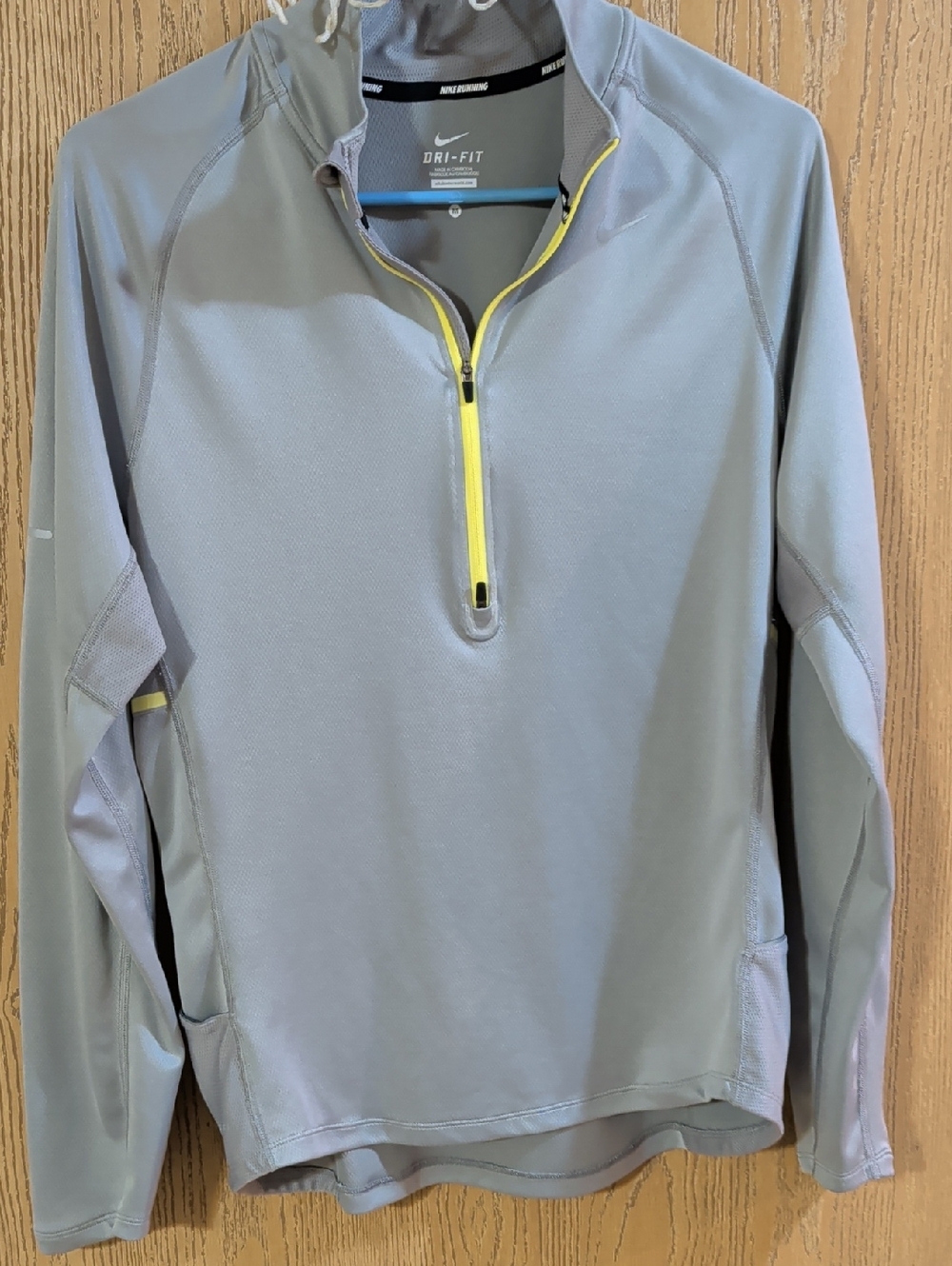 Nike Light Gray Dri-FIT Half-Zip Pullover with Yellow Trim